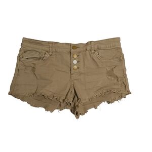 Billabong Women's Denim Cut-Off Shorts, Olive Green Distressed